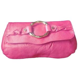 Elaine Turner Hot Pink Leather Clutch
